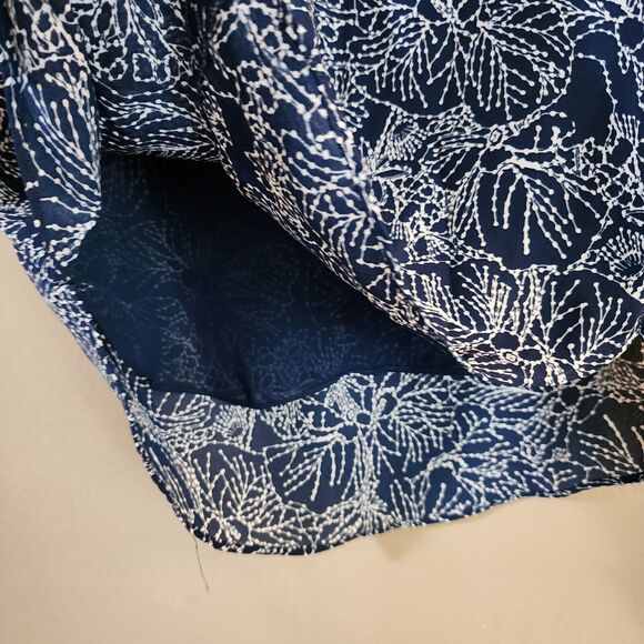 H&M Womens Pullover Blouse Size 2 Blue Chiffon Flutter Sleeve V-Neck Tunic Top - Picture 6 of 9